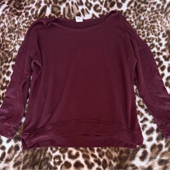 Essentials Tops - Chic Wine Red Long Sleeve Top